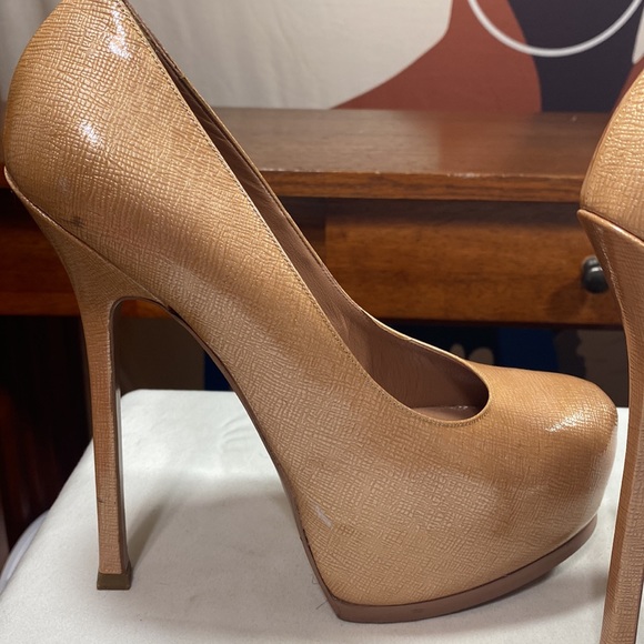 🌟🌟 YSL 9 1/2M WOMEN'S ROSE PATENT LEATHER TRIBTOO 80 PLATFORM PUMP SIZE 40 1/2 - Picture 10 of 12